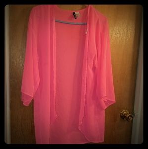 HOT pink shear Cardigan